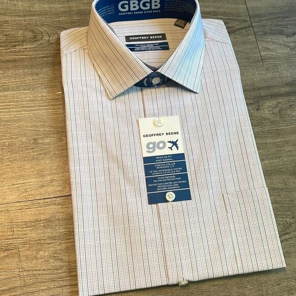 Geoffrey Beene Checked Broadcloth Sport Shirt-PINK-16-34/35 - Picture 2 of 4